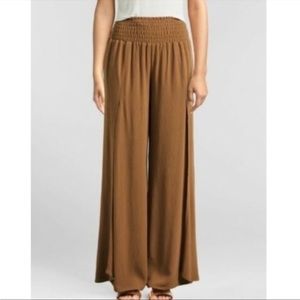 Rewash Palazzo Split Wrap Wide Leg Pants Mustard Tan Size S